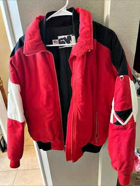Vintage 90s Color Block Winter coat in Red & Black